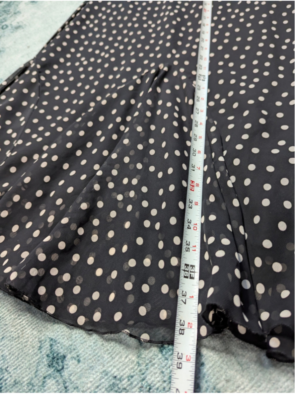 Vintage Chadwick's Polka Dot Flounce Hem Maxi Skirt Black Cream Size 8T - Picture 10 of 10